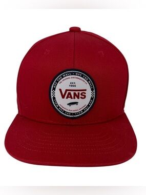 Vans Mens Off The Wall Snapback Hat Red Flat Bill Adjustable Cap VN0A5KPH14A